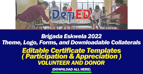 Brigada Eskwela 2022 Editable Certificate Templates Participation