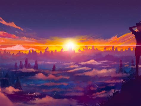 Anime Sunset Hd Wallpaper 1600x1200 Hd Wallpaper