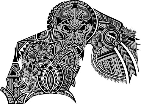 100 Polynesian Maori Tribal Half Sleeve Chest Wolf Dragon Bull Tattoo