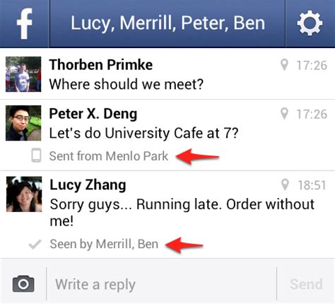See your calls & phone battery. Facebook Messenger v1.7 更新带来群组信息「已读取」和发送位置标示