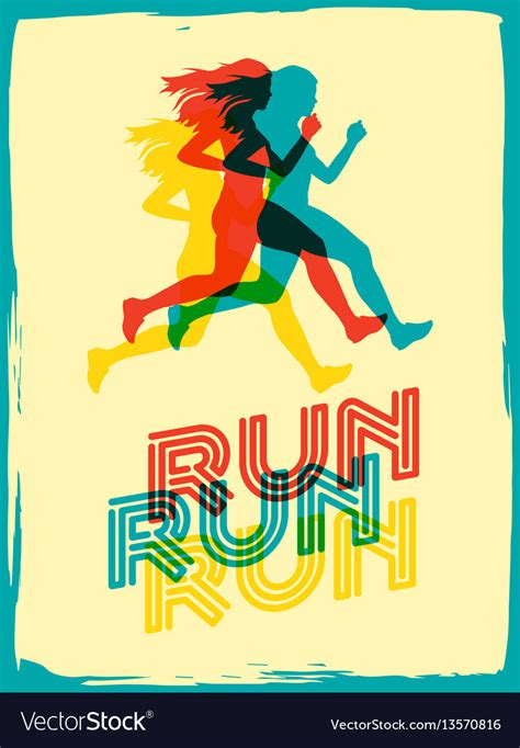 Running Woman Poster Royalty Free Vector Image