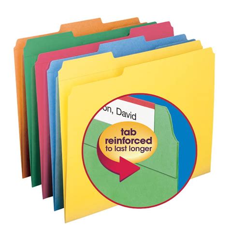 Smead Colored Folders Reinforced 13 Cut Tab Asst 100bx Letter 11993