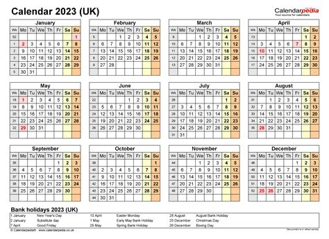 Download The 2023 Yearly Calendar With Week Numbers Free Download