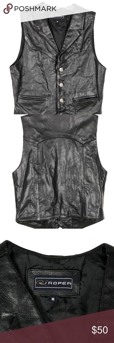 Roper M Black Notch Collar Nappa Leather Vest