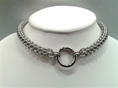 Bdsm Unisex Slave Collar Fp Chainmaille Submissive O Ring Day