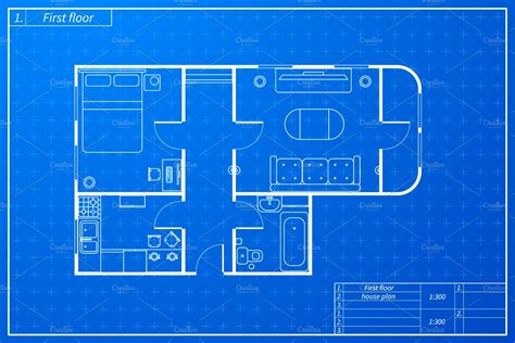 Blueprint Style House Plan Illustrations ~ Creative Market