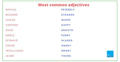 French Vocabulary 129 Most Common Adjectives French Adjectives