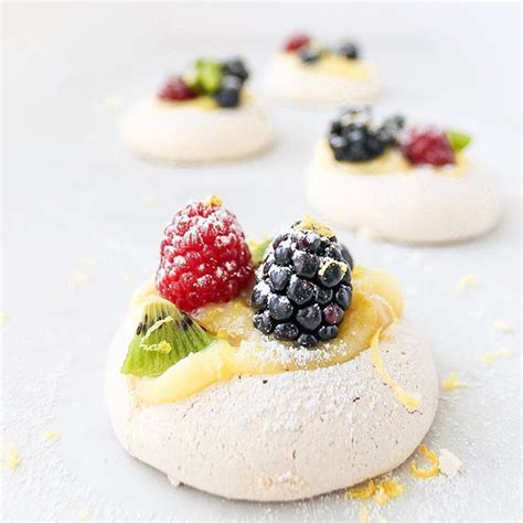 Mini Pavlovas With Lemon Curd And Fresh Berries By Flour And Floral