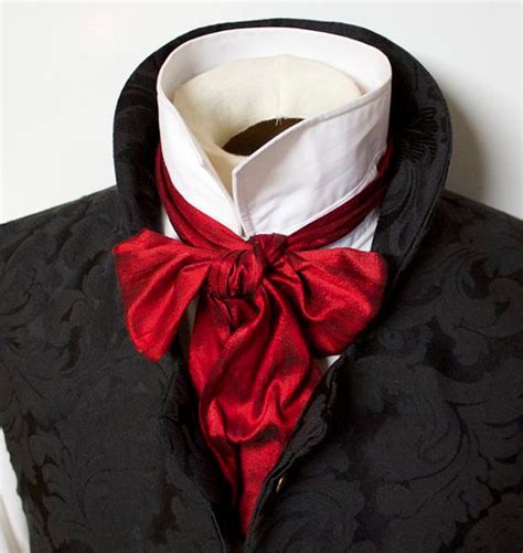 Deep Red Dupioni Silk Day Cravat Victorian Ascot Tie Cravat Etsy