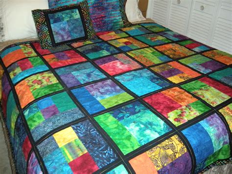 Quilts U Bright Batik Quilt With Black Sashing Made With