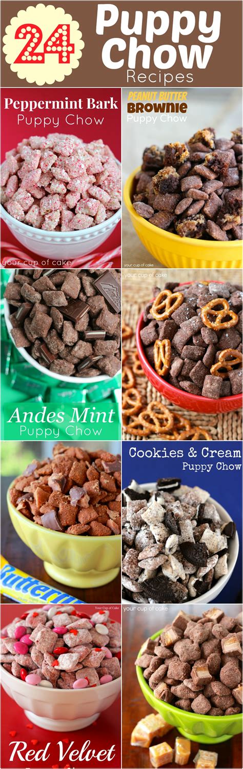 This recipe is called puppy chow but it is not for animals, these snacks should never be given to dogs. 24 Puppy Chow Recipes - Your Cup of Cake