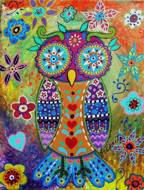 Whimsical Owl Painting By Pristine Cartera Turkus Pixels