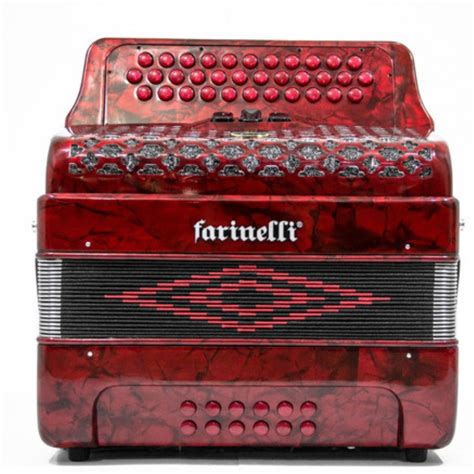 ACORDEON DIATONICO FA ROJO 34K12BS 3 REGISTROS FARINELLI CON ESTUCHE