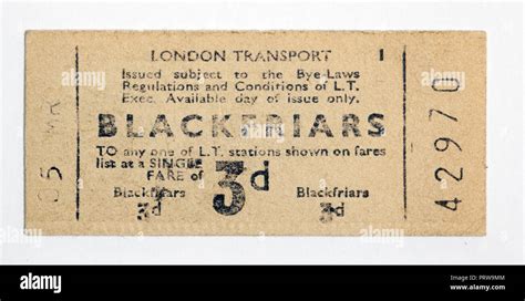 Vintage 1950s London Underground Ticket Blackfriars Station Stock