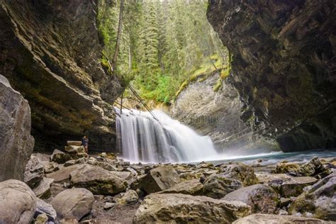 Upper Johnston Waterfalls In Banff National Park Alberta Canad Stock