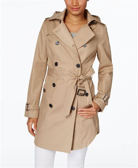 Michael Michael Kors Hooded Double Breasted Belted Raincoat And Reviews