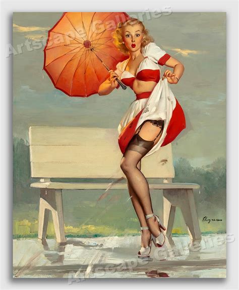 1940s Gil Elvgren Pin Up Poster Water Splash Ive Been Spotted 11x14