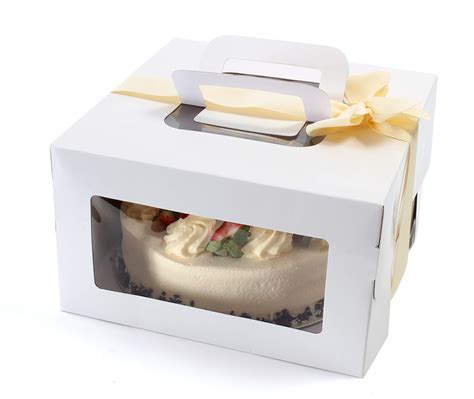 Buy 10 Inch Cardboard Cake Boxes With Cake Boards Window And Ribbon Bakery Disposable Cake