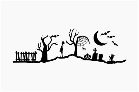Halloween Scene Silhouette Grafik Von Berridesign · Creative Fabrica