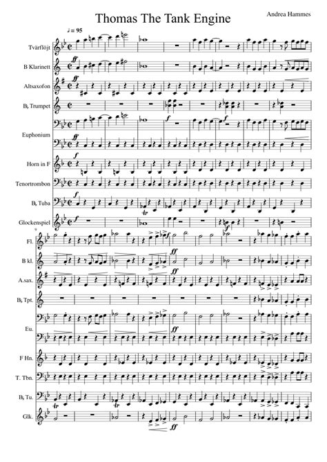 Thomas The Tank Engine Sheet Music For Flute Clarinet Alto Saxophone