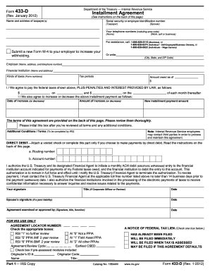 2019 printable irs forms w 4. 2012 Form IRS 433-D Fill Online, Printable, Fillable ...