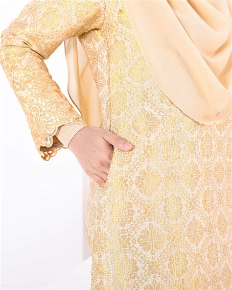 Baju Kurung Moden Lace Songket Ramadhani Copper Nude