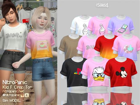 Kid F Crop Top For The Sims 4 In 2020 Sims 4 Toddler Sims 4 Cc Kids
