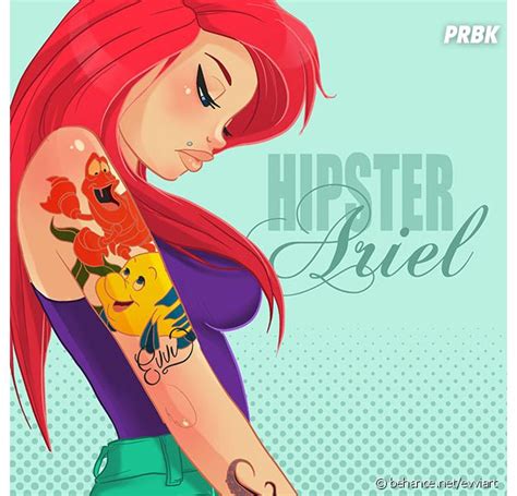 ariel hipster belle gothique les princesses de disney tatouées et plus stylées que jamais