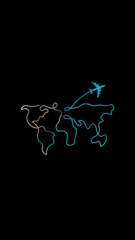An Airplane Is Flying Over The Earth On A Black Background With Blue And Yellow Lines