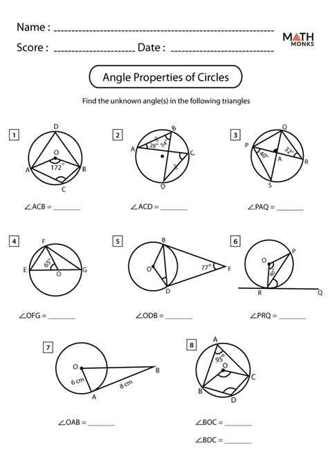 Circle Geometry Grade 9 Worksheets Photos