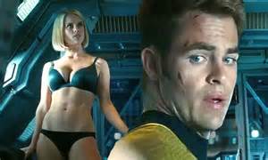 Star Trek Into Darkness Trailer Alice Eve Distracts Captain Kirk By Stripping Down To Her