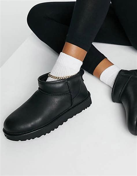 Ugg Classic Ultra Mini Ankle Boots In Black Asos