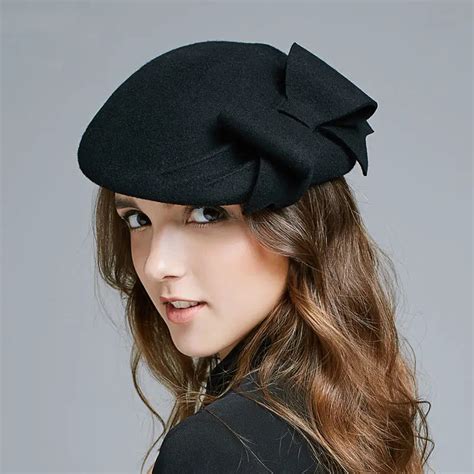 Female Wedding Banquet Party Fashion Headwear Lady Grace Bowknot Fedora Top Hat Women 100 Wool