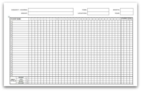 Weekly Attendance Template Free Download Printables Scroll