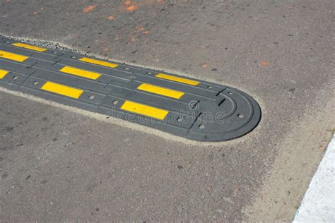 Traffic Safety Speed Bump On An Asphalt Road Speed Bumps Or Speed
