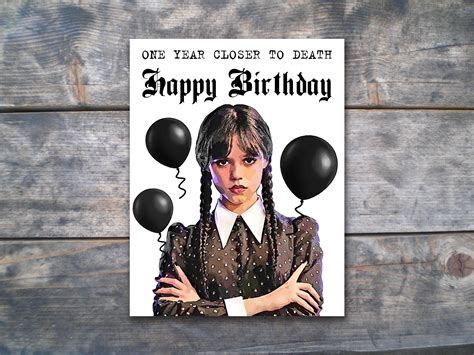 Wednesday Addams Card Funny Meme Card Happy Birthday Card - Etsy UK