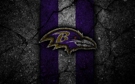 Download Wallpapers 4k Baltimore Ravens Logo Black Stone Nfl