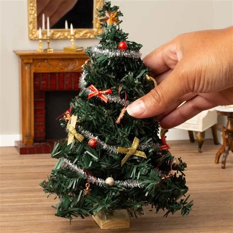 Dollhouse Miniature Decorated Christmas Tree Holiday Miniatures
