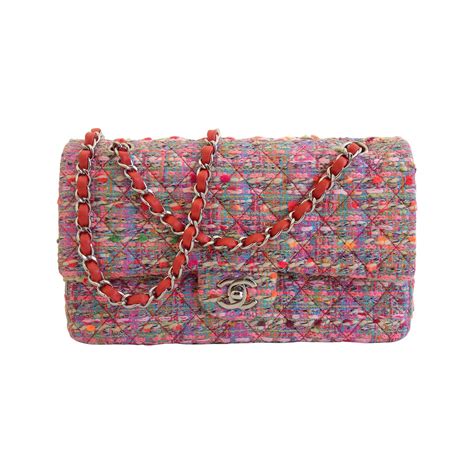 Chanel Hot Pink Tweed Small Classic Double Flap Bag At 1stdibs