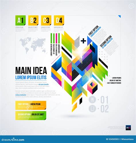 Abstract Infographics Layout With Glossy Geometric Elements Stock
