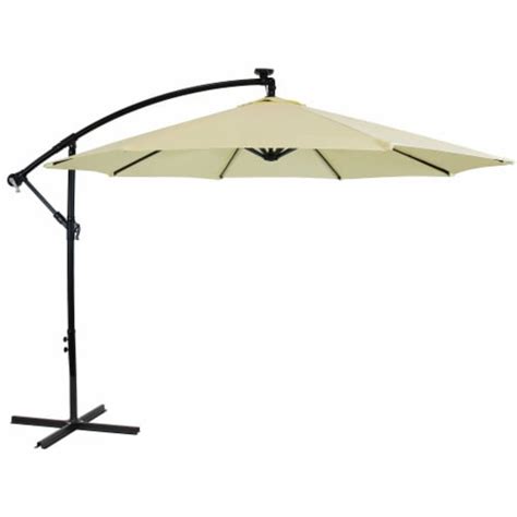 Sunnydaze Offset Patio Umbrella With Solar Led Lights Foot Pale