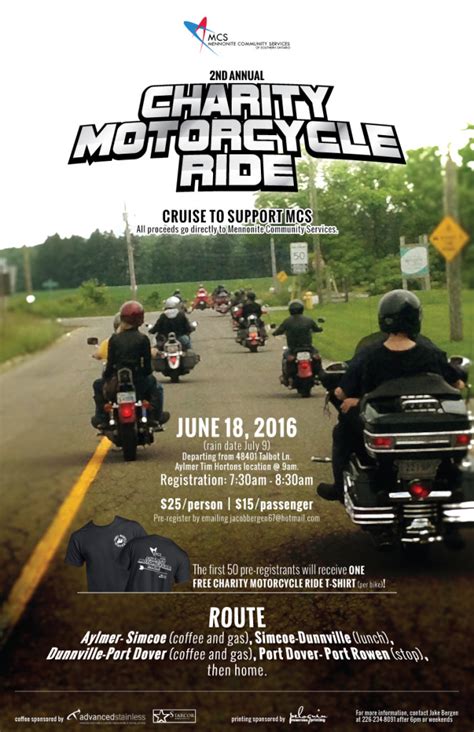 Charity Motorcycle Ride Mennonite Community Services Of Southern Ontario