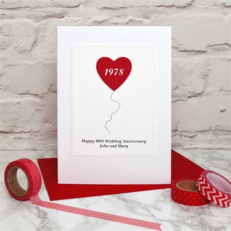 Heart Balloon Personalised Anniversary Card By Jenny Arnott Cards ...