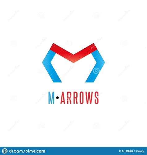 Letter M Logo Arrows Red And Blue Color Direction Development Business