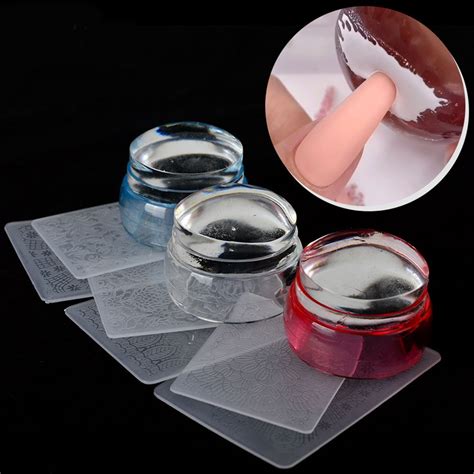 Clear Nail Stamper Set Silicone Jelly Head Stamping Tools Gel Polish