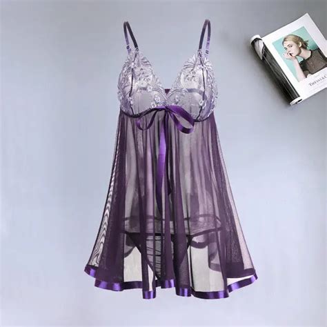 New Sexy Lace Lingerie Women Exotic Set Silk Lace Robe Dress Chemise