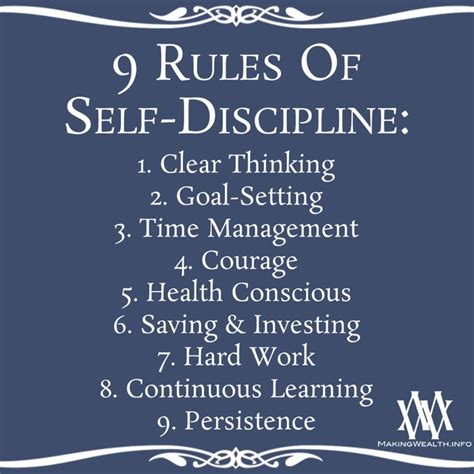 9 Rules Of Self Discipline In 2020 Self Discipline Discipline Quotes Discipline