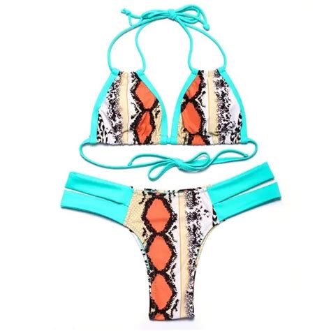 Trangel Bikini 2019 Sexy Women Swimwear Leopard Print Bikini Halter Bathing Suit Halter Top
