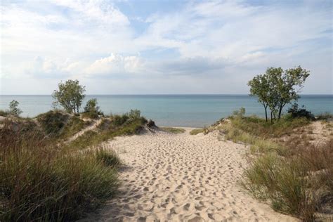 Scene At Indiana Dunes State Park Encompassing Acres Of Beaches