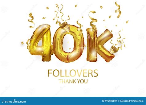 vector golden number 40 000 forty thousand followers of the metal ball party decoration with 40